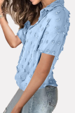 Elegant Solid Polka Dot Buckle Shirt Collar Tops