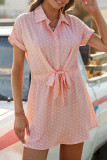 Fashion Casual Dot Patchwork Turndown Collar A Line Dresses