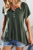 Casual Elegant Solid Buckle O Neck T-Shirts