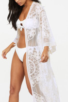 Fashion Vacation Solid Split Joint See-through Swimwears Cover Up