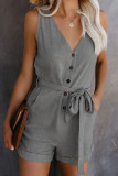 Fashion Casual Solid With Belt V Neck Straight Jumpsuits