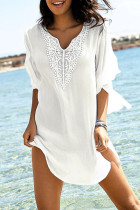 Fashion Vacation Solid Split Joint Swimwears Cover Up