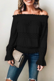 Casual Solid Hollowed Out Off the Shoulder Tops