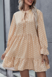 Fashion Elegant Polka Dot Frenulum Flounce Stringy Selvedge Collar A Line Dresses