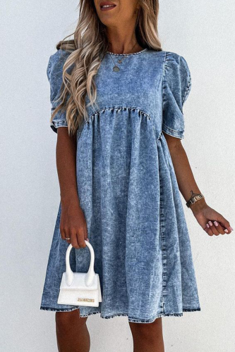 Casual Solid Make Old Split Joint O Neck Princess Dresses