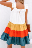 Fashion Casual Solid Patchwork Square Collar Cake Skirt Dresses