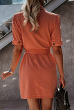 Fashion Casual Solid Patchwork Turndown Collar A Line Dresses