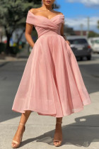 Fashion Elegant Solid Split Joint V Neck Princess Dresses