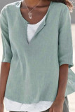 Fashion Simplicity Solid Patchwork V Neck Tops