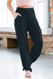 Casual Solid Hollowed Out Knotted Loose Wide Leg Solid Color Bottoms