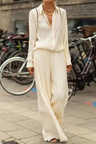 Fashion Street Solid Split Joint Turndown Collar Long Sleeve Two Pieces