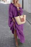 Elegant Solid Patchwork Stringy Selvedge Oblique Collar Irregular Dress Dresses(8 Colors)