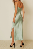 Fashion Elegant Solid Slit A Line Dresses