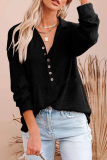 Casual Solid Buckle V Neck Tops