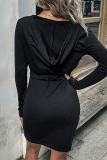 Casual Solid Patchwork Hooded Collar Pencil Skirt Dresses