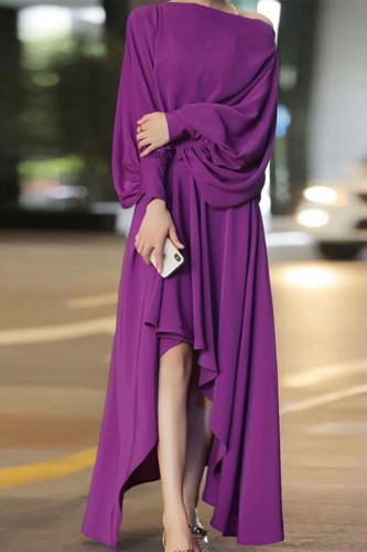 Celebrities Elegant Solid Solid Color Off the Shoulder Asymmetrical Dresses