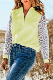 Fashion Casual Patchwork Lace Shirt Collar Tops