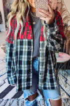 Fashion Casual Plaid Printing Cardigan Collar Tops