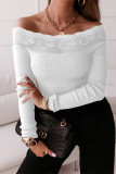 Fashion Sexy Solid Lace Off the Shoulder Tops