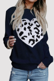 Casual Print Patchwork O Neck Tops Sweater