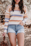 Casual Striped Basic O Neck Tops Sweater