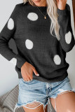 Fashion Sweet Dot Patchwork O Neck Tops