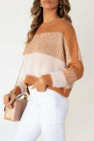Casual Gradual Change Patchwork Basic O Neck Tops Sweater