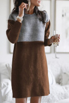 Fashion Casual Solid Patchwork O Neck Straight Dresses