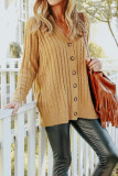 Casual Solid Buttons Solid Color V Neck Tops
