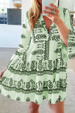 Fashion Sweet Print Patchwork V Neck Princess Dresses