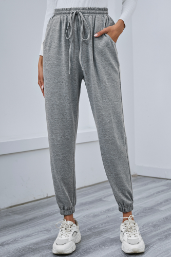 Casual Solid Draw String Harlan Solid Color Bottoms