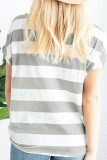 Fashion Casual Striped Patchwork O Neck T-Shirts