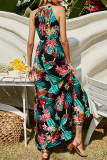 Fashion Elegant Floral Patchwork Halter Dresses