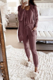 Casual Solid Patchwork O Neck Long Sleeve Two Pieces(9 Colors)