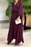 Fashion Solid Solid Color V Neck Long Sleeve Two Pieces