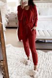 Casual Solid Patchwork O Neck Long Sleeve Two Pieces(9 Colors)