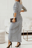 Sweet Elegant Solid Bronzing Sequins V Neck One Step Skirt Dresses