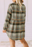 Casual Plaid Buckle Buttons Turndown Collar Tops