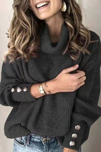 Fashion Street Solid Pullovers Turtleneck Tops