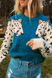 Fashion Casual Leopard Pullovers O Neck Tops
