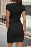 Casual Solid Solid Color O Neck One Step Skirt Dresses(10 Colors)