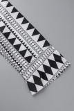 Elegant Geometric Patchwork Fold V Neck A Line Dresses(4 Colors)