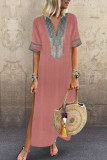 Fashion Celebrities Print Patchwork V Neck Printed Dress Dresses