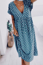 Fashion Street Print V Neck A Line Dresses