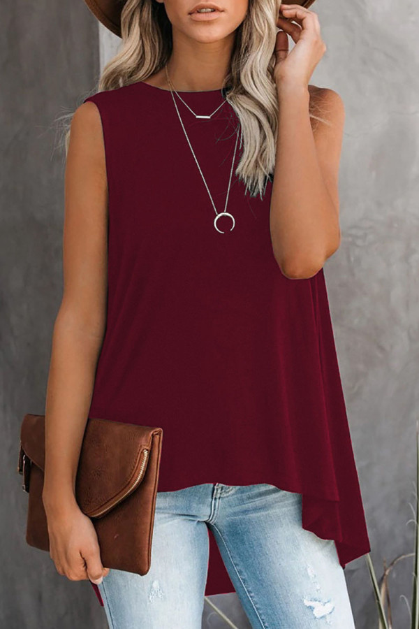 Fashion Simplicity Solid O Neck Tops