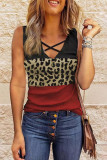 Casual Street Leopard Printing V Neck T-Shirts