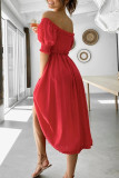 Sweet Elegant Solid Solid Color Off the Shoulder A Line Dresses