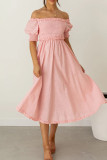 Sweet Elegant Solid Solid Color Off the Shoulder A Line Dresses