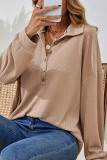 Casual Simplicity Solid Solid Color Turndown Collar Tops