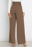 Work Simplicity Solid With Belt Loose High Waist Straight Solid Color Bottoms